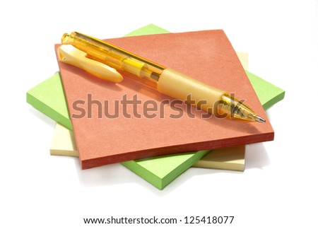 Similar – Image, Stock Photo Yellow note and pen on blue