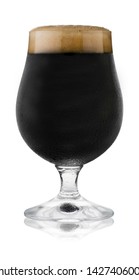 Isolated Image Of A Refreshing Glass Of Stout, In A Schooner Glass, With Condensation