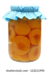 isolated jar of peaches