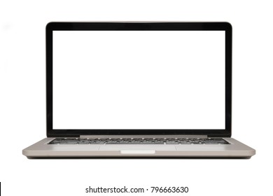 Isolated laptop with blank copyspace on white background