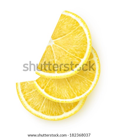 Isolated lemon. Lemon slices isolated on white background