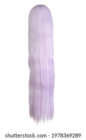 Isolated Long Hair Mauve Color Wig On A White Background