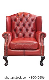 Isolated Luxury Red Leather Armchair