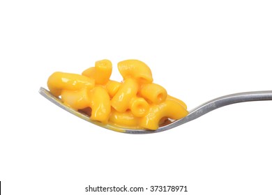 Isolated Macaroni And Cheese On A Fork