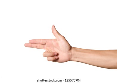 An Isolated Male Hand Making A Gun Gesture