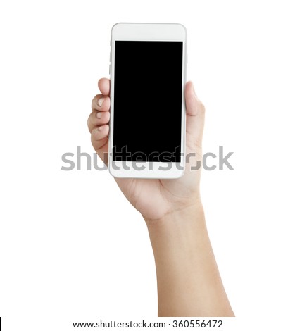Isolated male hands holding the phone similar like smart phone in white background