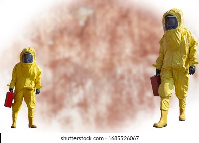 Isolated mans in protective hazmat suit.Epidemic virus. 

