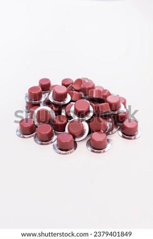 Isolated Many Prophy Tooth Paste With Fluoride on White Background, Teeth Whitening Product. Dentistry. Professional Dental Cleaning, Hygiene Procedure In Clinic. Vertical Plane. High quality photo