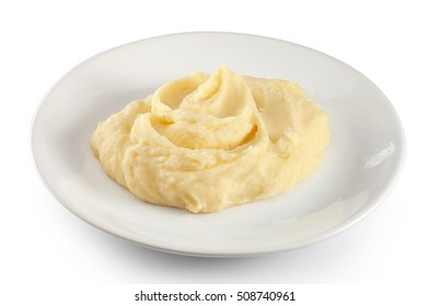 Isolated mashed potatoes on the white plate