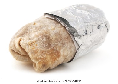 Isolated Mexican Burrito On A White Background.
