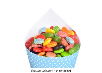 Isolated Mixed Candy In A Paper Cone