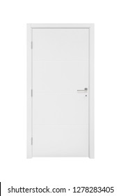 Isolated Modern White Door. Close-up Inner Side;