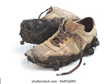 Isolated Muddy Footwear Shoes