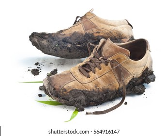 Isolated Muddy Footwear Shoes