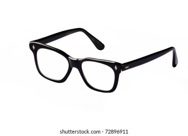 Isolated Nerd Glasses, Thick Black Frame