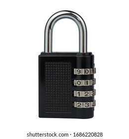 isolated number combination security  code black pad lock on white background - Shutterstock ID 1686220828