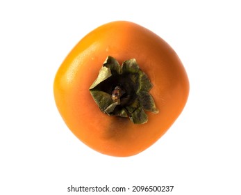 Isolated object on a white background. Persimmon has a smooth, shiny, thin peel. The color is red-orange. The fruit of the ebony. The fruit is edible and sweet. - Shutterstock ID 2096500237