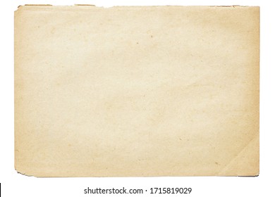 Isolated Old Brown Worn Out Ripped Yellow Background Paper Texture With Stain 