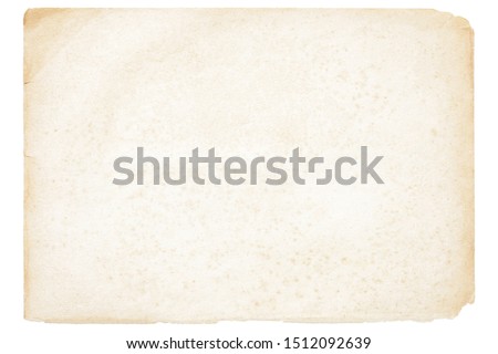 Isolated old brown worn out ripped yellow background paper texture with stain 
