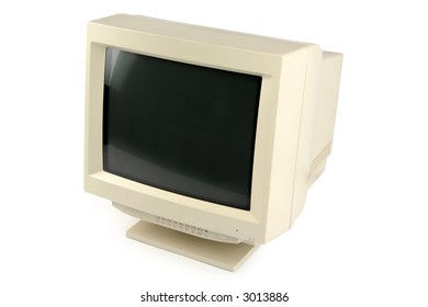 Isolated Old Computer Crt Monitor