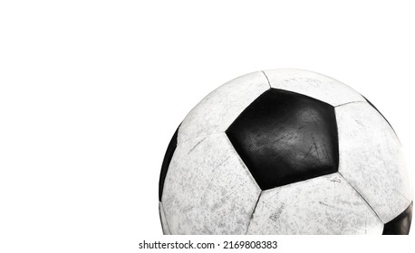 Isolated Old And Dirty Leather Football For Training And Practising With Clipping Paths.