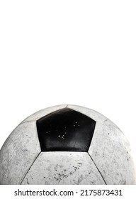 Isolated Old And Dirty Leather Football For Training And Practising With Clipping Paths.