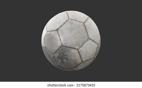 Isolated Old And Dirty Leather Football For Training And Practising With Clipping Paths.