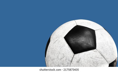 Isolated Old And Dirty Leather Football For Training And Practising With Clipping Paths.