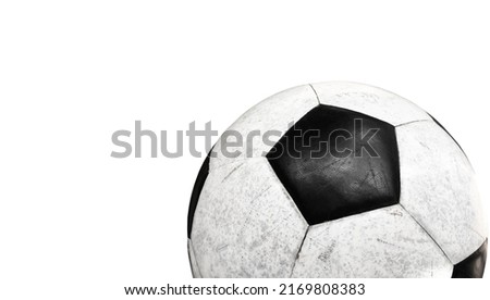 Isolated old and dirty leather football for training and practising with clipping paths.
