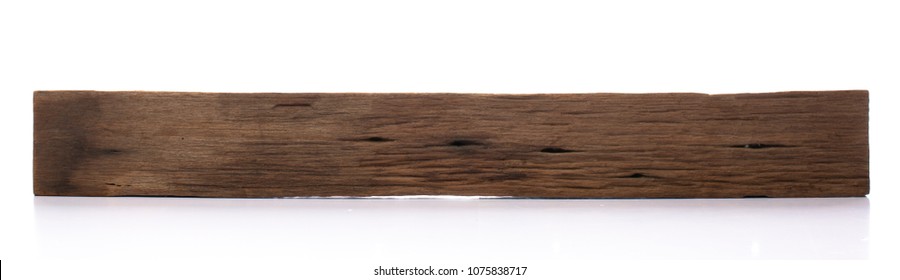 Isolated old wood board. Wooden beams. Sawn timber from Dipterocarpus wood.