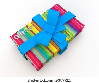 isolated on a white background with multi coloured striped design