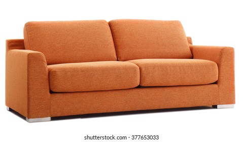 Isolated On White Orange Couch