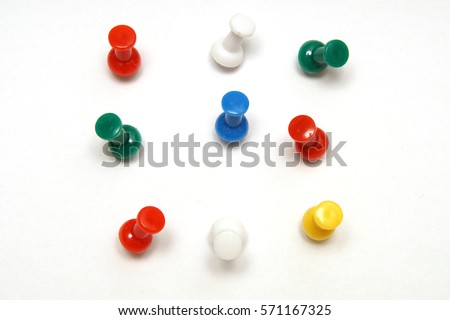 isolated on white, push pins