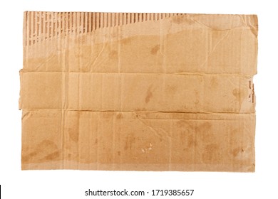 Isolated On White Sheet Of Blank Dirty Piece Of Cardboard - Homless Plackard Mockup