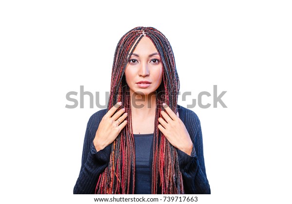 Isolated On White Woman Colorful Hair Stock Photo Edit Now 739717663