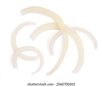 Isolated onion. Top view large onion slice into strips on white background. clipping path. - Powered by Shutterstock