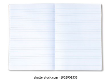 isolated open empty notebook and lined pages