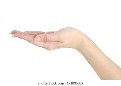 Isolated open hand gesture on white background
