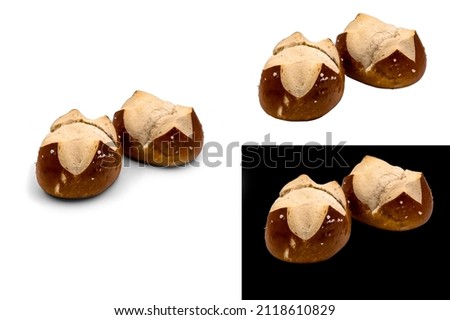 isolated pair of lye buns originated in munich oktoberfest