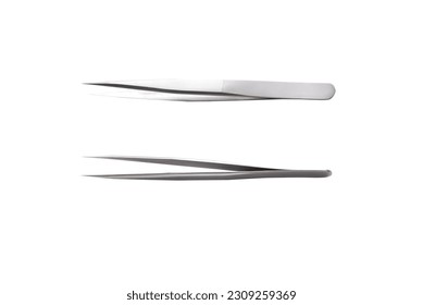 Isolated pair of metal tweezers for eyelash extension  - Shutterstock ID 2309259369