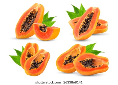 fruta aislada de la papaya, colección de la papaya.