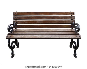 Isolated Park Bench On White Background.