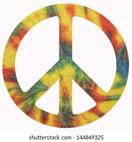 An isolated peace symbol using tye dye background.