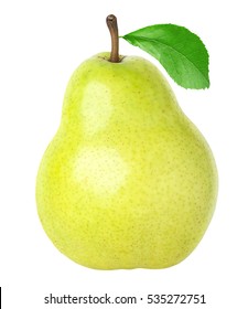 Isolated pear with leaf, clipping path