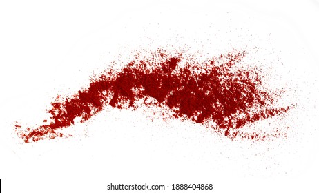 Isolated Pepper Splashes On A White Background. Explosion. Bell Pepper. Chile. Paprika. Spice. Hot Pepper Powder. Taste Of Pepper. Mexican. Element For The Design. Flying Powder.