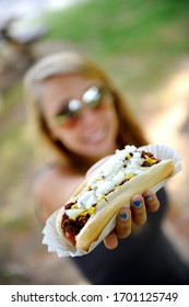 Isolated Photo Of A Coney Dog At A Summer Coney Stand.