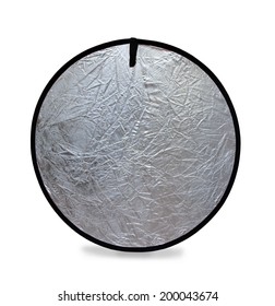 Isolated Photo Of A Photography Light Reflector In Silver