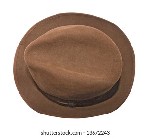 An Isolated Photo Of A Woman Brown Hat, View From Above