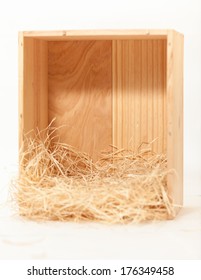 Isolated Photo Of Wooden Crate With Hay