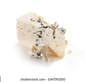 Isolated Piece Of Blue Cheese With Crumbs